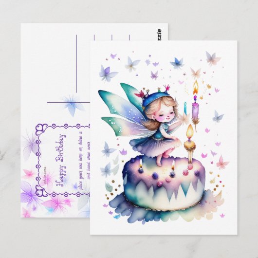 Gelukkige Verjaardagsfee 01 Briefkaart (Voorkant / Achterkant)