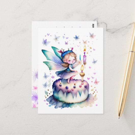 Gelukkige Verjaardagsfee 01 Briefkaart (Voorkant / Achterkant in situ)