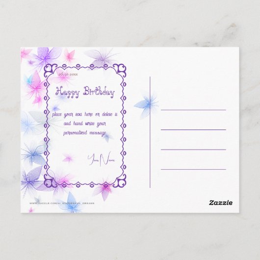 Gelukkige Verjaardagsfee 01 Briefkaart (Achterkant)