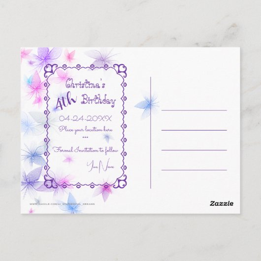 Gelukkige Verjaardagsfee 01 Briefkaart (Achterkant)