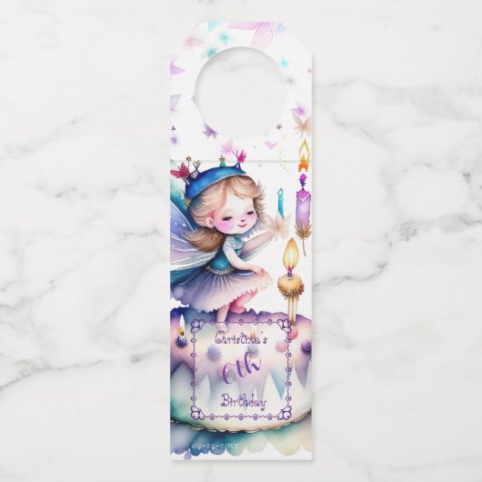 Gelukkige Verjaardagsfee 01 Flessenhanger (Voorkant)