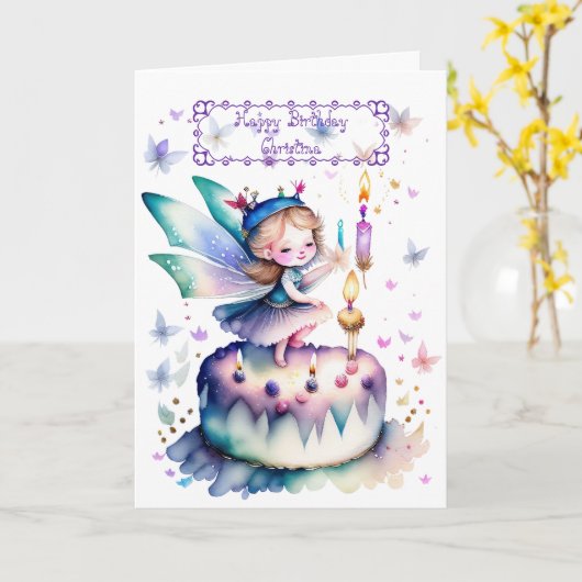 Gelukkige Verjaardagsfee 01 Kaart (Gele Bloem)