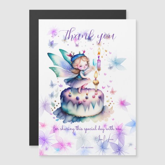 Gelukkige Verjaardagsfee 01 Magnetische Uitnodiging (Voorkant / Achterkant)