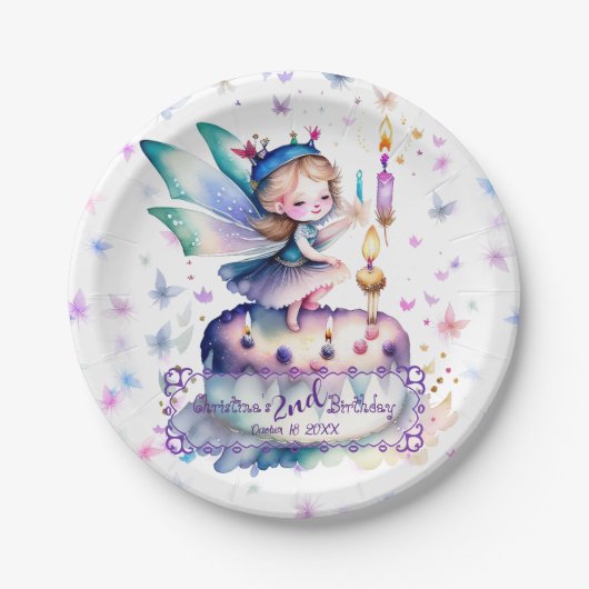 Gelukkige Verjaardagsfee 01 Papieren Bordje (Voorkant)