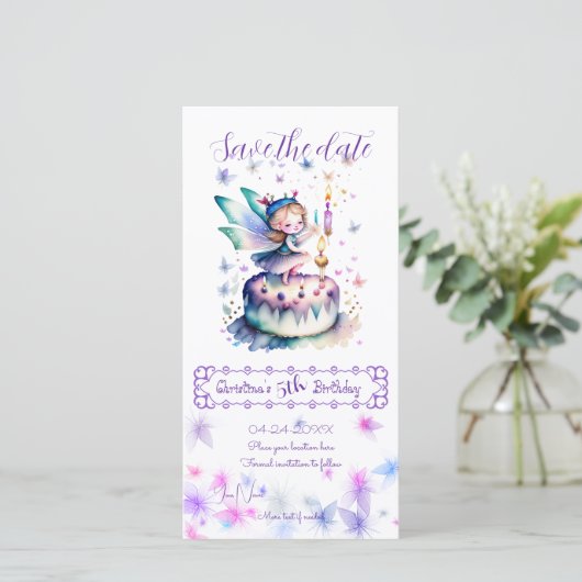 Gelukkige Verjaardagsfee 01 Save The Date (Staand voorkant)