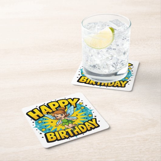Gelukkige Verjaardagsfee Kartonnen Onderzetters (Insitu)