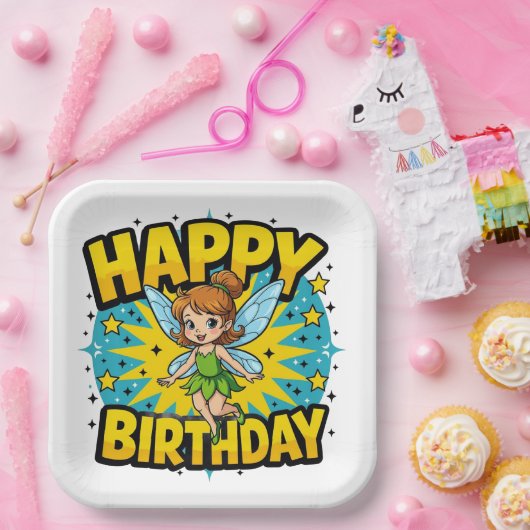 Gelukkige Verjaardagsfee Papieren Bordje (Feest)