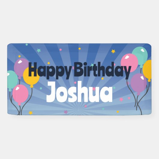 Gelukkige Verjaardagsfeestbanner met Ballonnen Spandoek (Horizontaal)