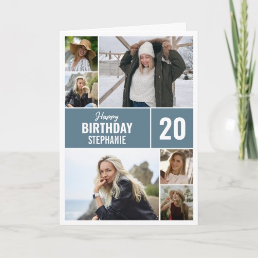 Gelukkige Verjaardagsfoto | Collage gevouwen groet Kaart (Voorkant)