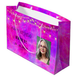 Gelukkige Verjaardagsfoto Elegant Zwart roze Party Groot Cadeauzakje