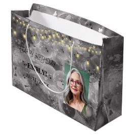 Gelukkige Verjaardagsfoto Elegant Zwart roze Party Groot Cadeauzakje