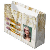 Gelukkige Verjaardagsfoto Elegant Zwart Wit Feest Groot Cadeauzakje (Voorkant Gekanteld)