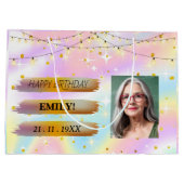 Gelukkige Verjaardagsfoto Elegant Zwart Wit Feest Groot Cadeauzakje (Achterkant)