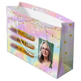 Gelukkige Verjaardagsfoto Elegant Zwart Wit Feest Groot Cadeauzakje