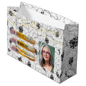 Gelukkige Verjaardagsfoto Elegant Zwart Wit Feest Groot Cadeauzakje (Voorkant Gekanteld)