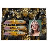 Gelukkige Verjaardagsfoto Elegant Zwart Wit Feest Groot Cadeauzakje (Achterkant)