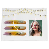 Gelukkige Verjaardagsfoto Elegant Zwart Wit Feest Groot Cadeauzakje (Voorkant)