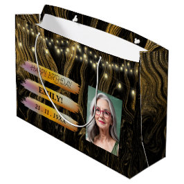 Gelukkige Verjaardagsfoto Elegant Zwart Wit Feest Groot Cadeauzakje