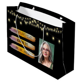 Gelukkige Verjaardagsfoto Elegant Zwart Wit Feest Groot Cadeauzakje