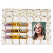 Gelukkige Verjaardagsfoto Elegant Zwart Wit Feest Groot Cadeauzakje (Achterkant)