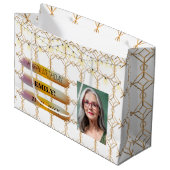 Gelukkige Verjaardagsfoto Elegant Zwart Wit Feest Groot Cadeauzakje (Voorkant Gekanteld)