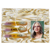 Gelukkige Verjaardagsfoto Elegant Zwart Wit Feest Groot Cadeauzakje (Achterkant)