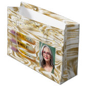 Gelukkige Verjaardagsfoto Elegant Zwart Wit Feest Groot Cadeauzakje (Voorkant Gekanteld)