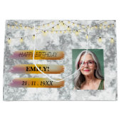 Gelukkige Verjaardagsfoto Elegant Zwart Wit Feest Groot Cadeauzakje (Voorkant)