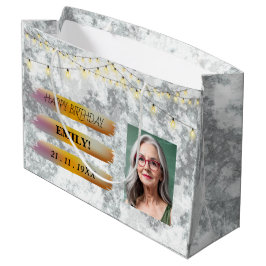 Gelukkige Verjaardagsfoto Elegant Zwart Wit Feest Groot Cadeauzakje