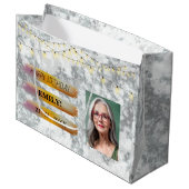 Gelukkige Verjaardagsfoto Elegant Zwart Wit Feest Groot Cadeauzakje (Voorkant Gekanteld)