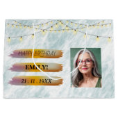 Gelukkige Verjaardagsfoto Elegant Zwart Wit Feest Groot Cadeauzakje (Voorkant)