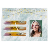 Gelukkige Verjaardagsfoto Elegant Zwart Wit Feest Groot Cadeauzakje (Achterkant)