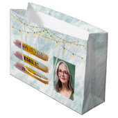 Gelukkige Verjaardagsfoto Elegant Zwart Wit Feest Groot Cadeauzakje (Voorkant Gekanteld)