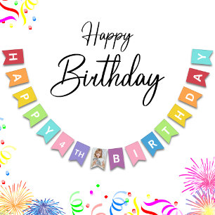 Gelukkige Verjaardagsfoto Leeftijd Kleurrijk Vlaggetjes