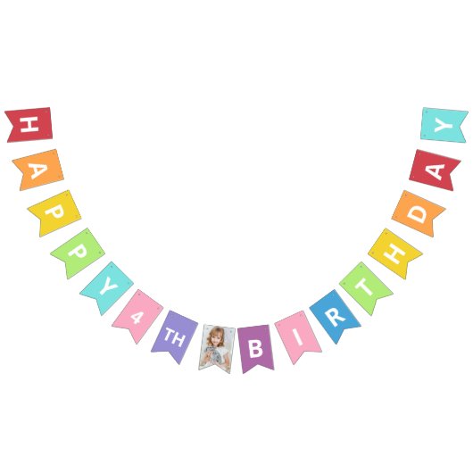 Gelukkige Verjaardagsfoto Leeftijd Kleurrijk Vlaggetjes (Alle)