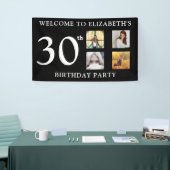 Gelukkige verjaardagsfoto's Feest zwart-wit Spandoek (Beurs)