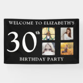 Gelukkige verjaardagsfoto's Feest zwart-wit Spandoek (Horizontaal)