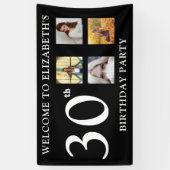 Gelukkige verjaardagsfoto's Feest zwart-wit Spandoek (Verticaal)