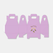 Gelukkige verjaardagsgele ijsjes op paarse bedankdoosjes (Uitgevouwen)