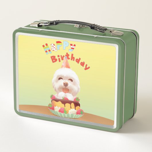 Gelukkige Verjaardagshond met Cake (Achterkant)