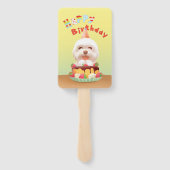 Gelukkige Verjaardagshond met Cake Handwaaier (Achterkant)
