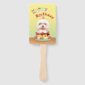 Gelukkige Verjaardagshond met Cake Handwaaier (Voorkant)