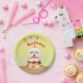 Gelukkige Verjaardagshond met Cake Papieren Bordje (Feest)