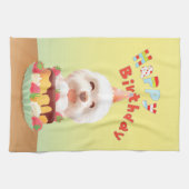 Gelukkige Verjaardagshond met Cake Theedoek (Horizontaal)