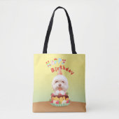 Gelukkige Verjaardagshond met Cake Tote Bag (Voorkant)