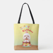 Gelukkige Verjaardagshond met Cake Tote Bag (Achterkant)