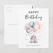 Gelukkige Verjaardagshuis Ballonnen Realiteit Briefkaart (Voorkant / Achterkant)