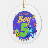 Gelukkige Verjaardagsjongen 5e Vijfde Verjaardag D Keramisch Ornament (Links)