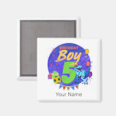 Gelukkige Verjaardagsjongen 5e Vijfde Verjaardag D Magneet (Voorkant / Achterkant)