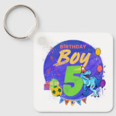 Gelukkige Verjaardagsjongen 5e Vijfde Verjaardag D Sleutelhanger (Voorkant)
